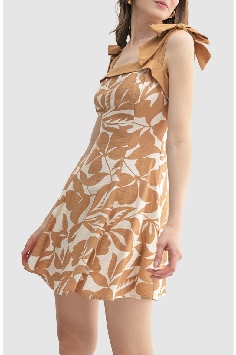 Contrast Shoulder Tie Minidress, Alternate, color, TAUPE CREAM
