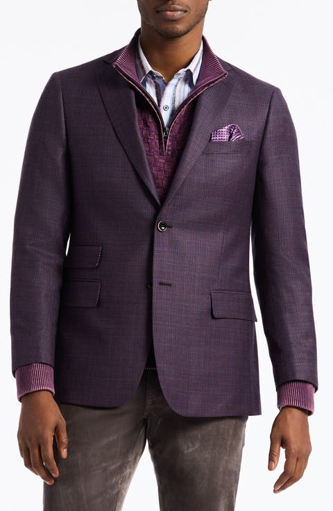 Woodson Purple Mélange Wool Blend Sport Coat (Regular & Big)