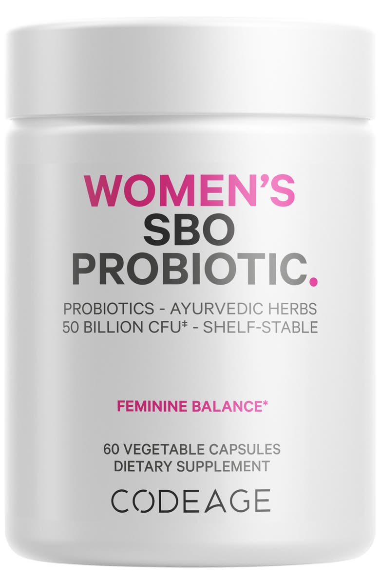 Codeage Women's SBO Probiotic 50 Billion CFU + Prebiotics Supplement, Main, color, White
