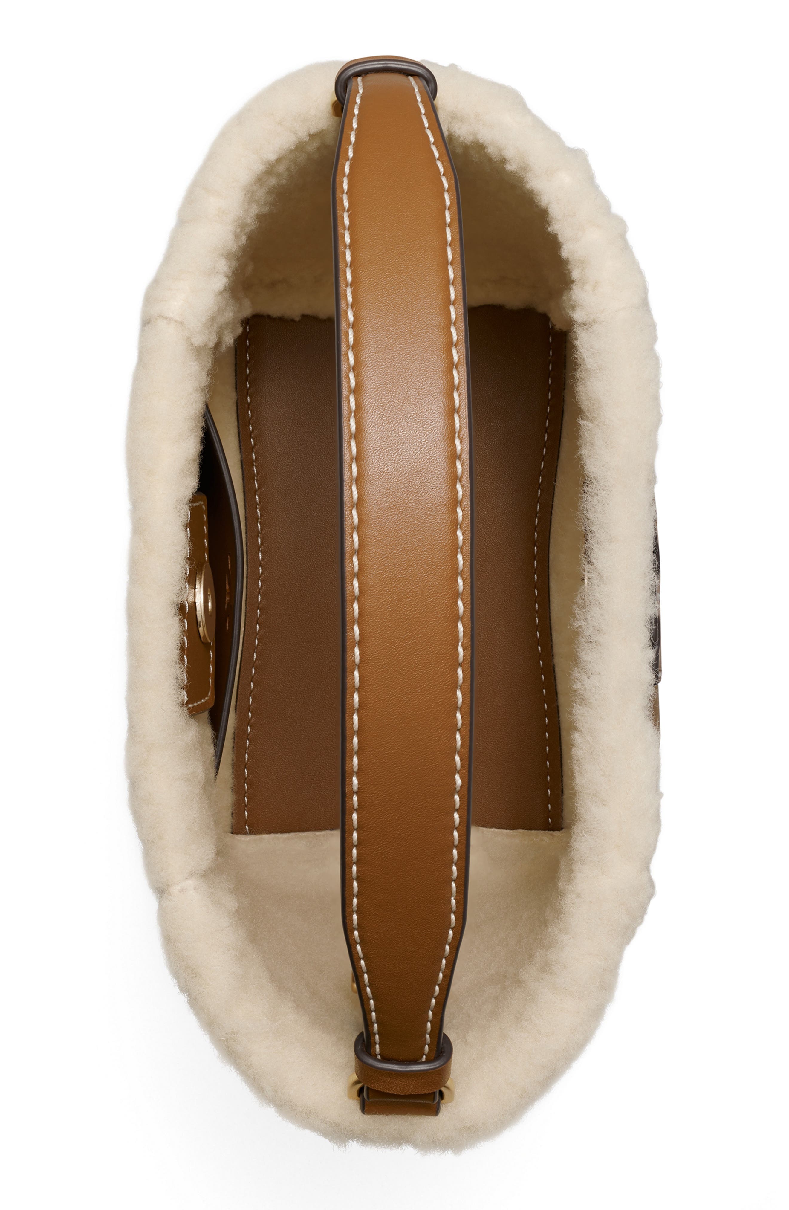 Tory Burch Small McGraw Genuine Shearling Bucket Bag, Alternate, color, 