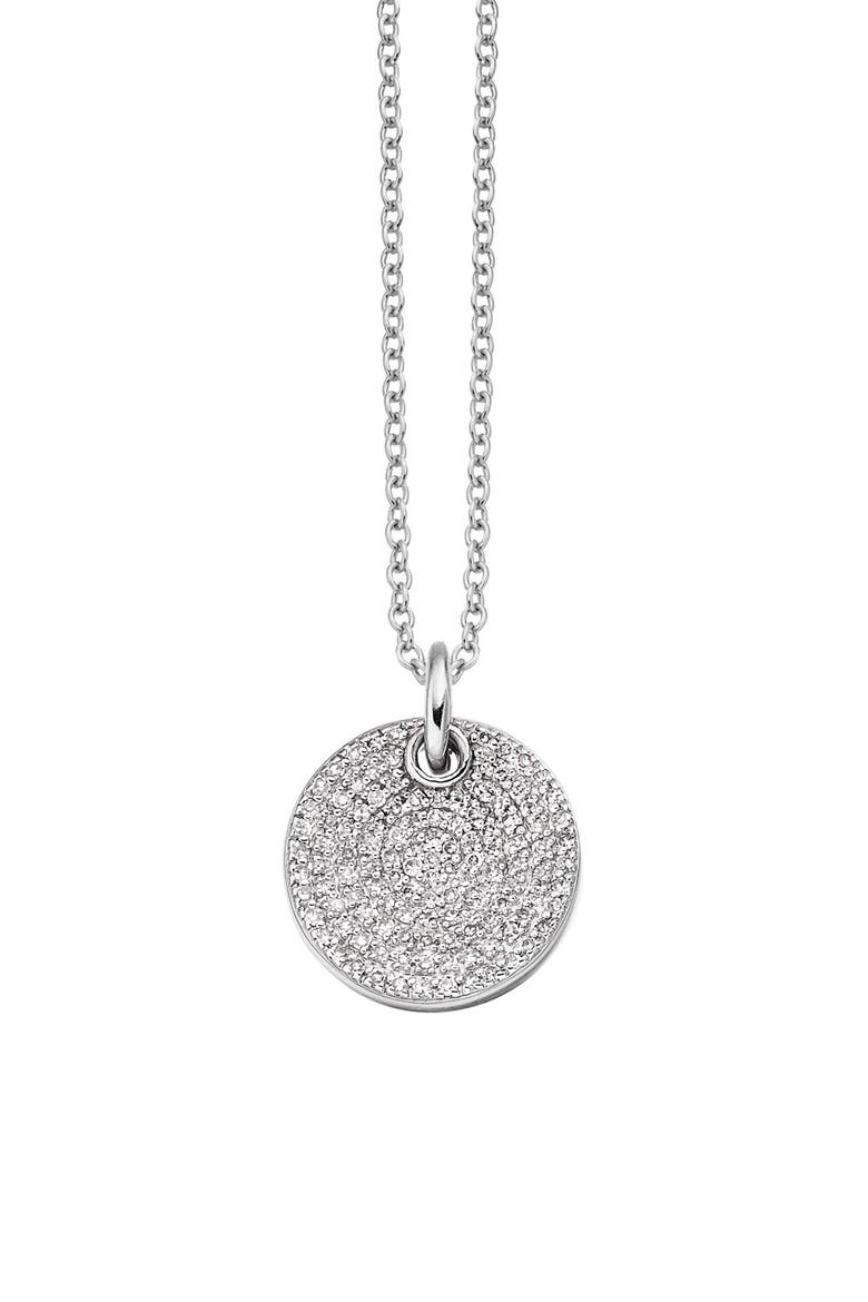 Ava Diamond Disc Pendant Charm, Main, color, SILVER