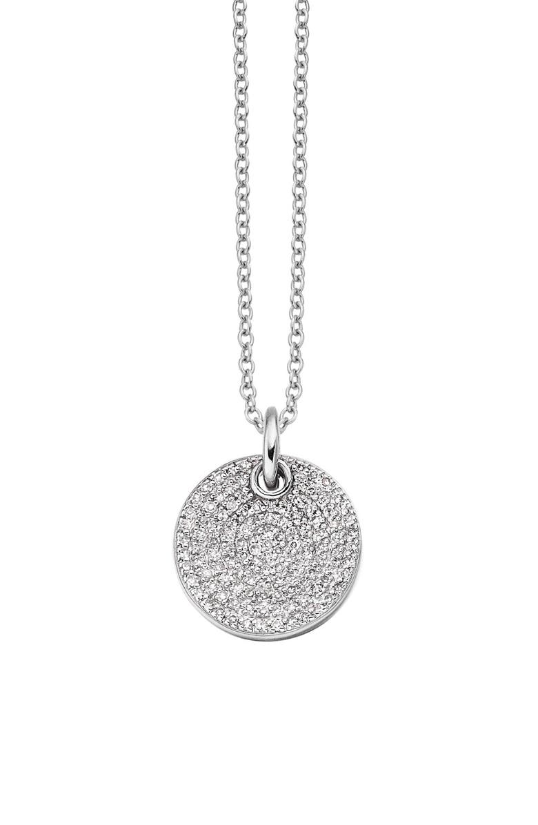 Monica Vinader Ava Diamond Disc Pendant Charm, Main, color, Silver