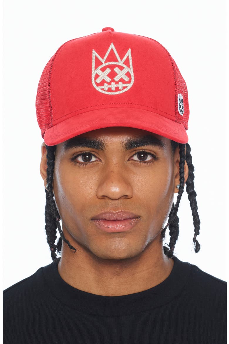 Logo Mesh Back Trucker Baseball Cap, Alternate, color, RACING RED