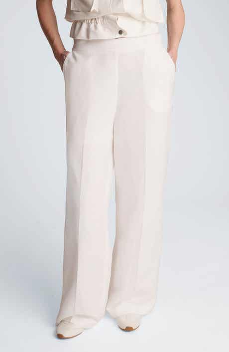 Kenneth Cole Pull-On Linen Blend Straight Leg Pants