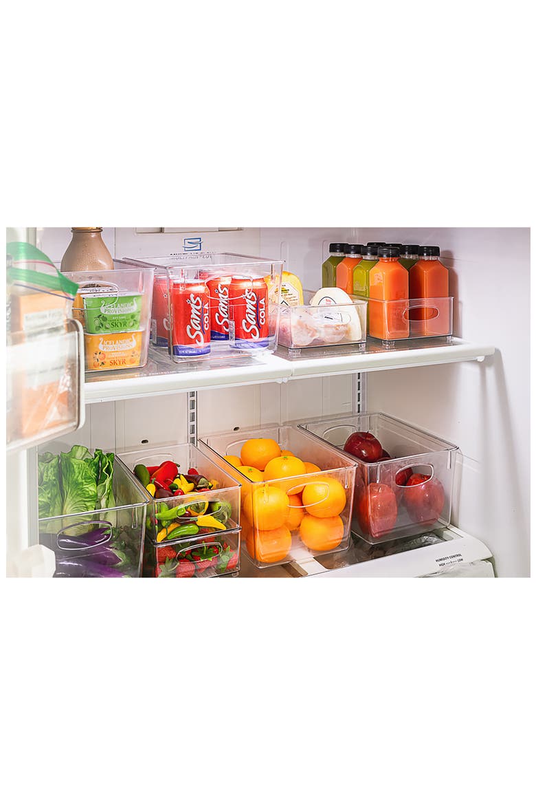 Set of 8 Clear Fridge Organizer Bins, Alternate, color, CLEAR