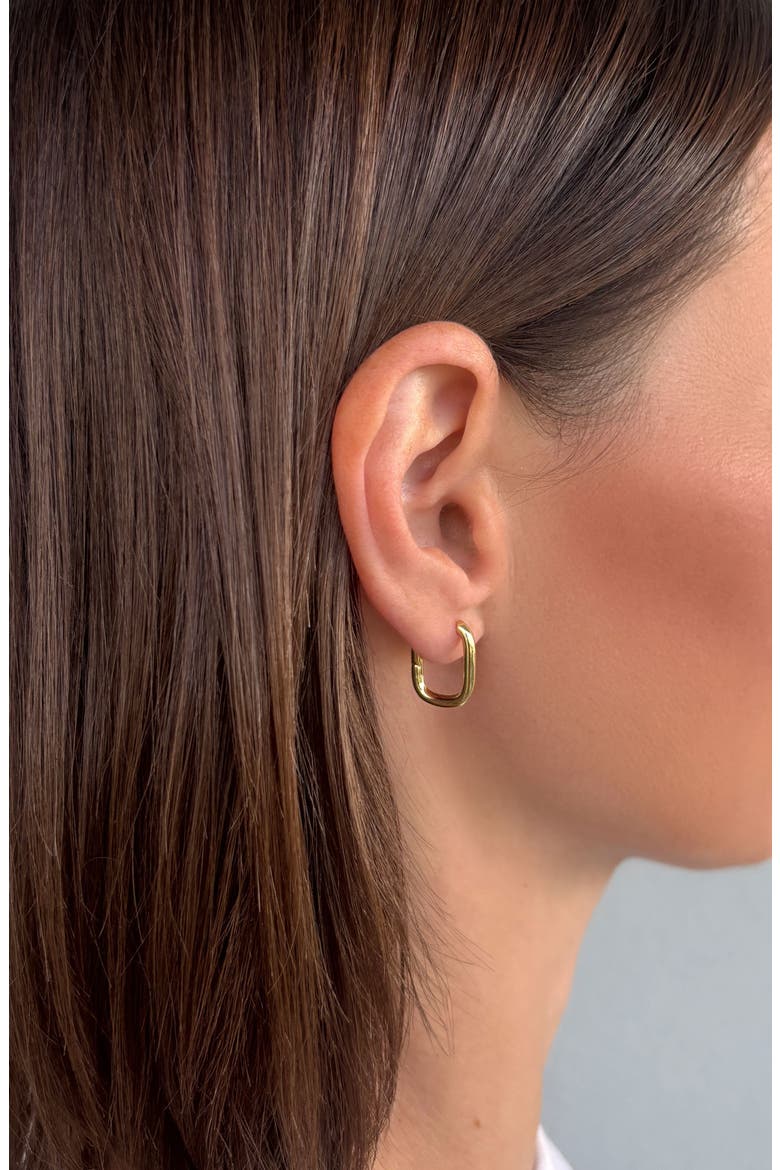 Set of 3 Rectangular Huggie Hoop Earrings, Alternate, color, GOLD