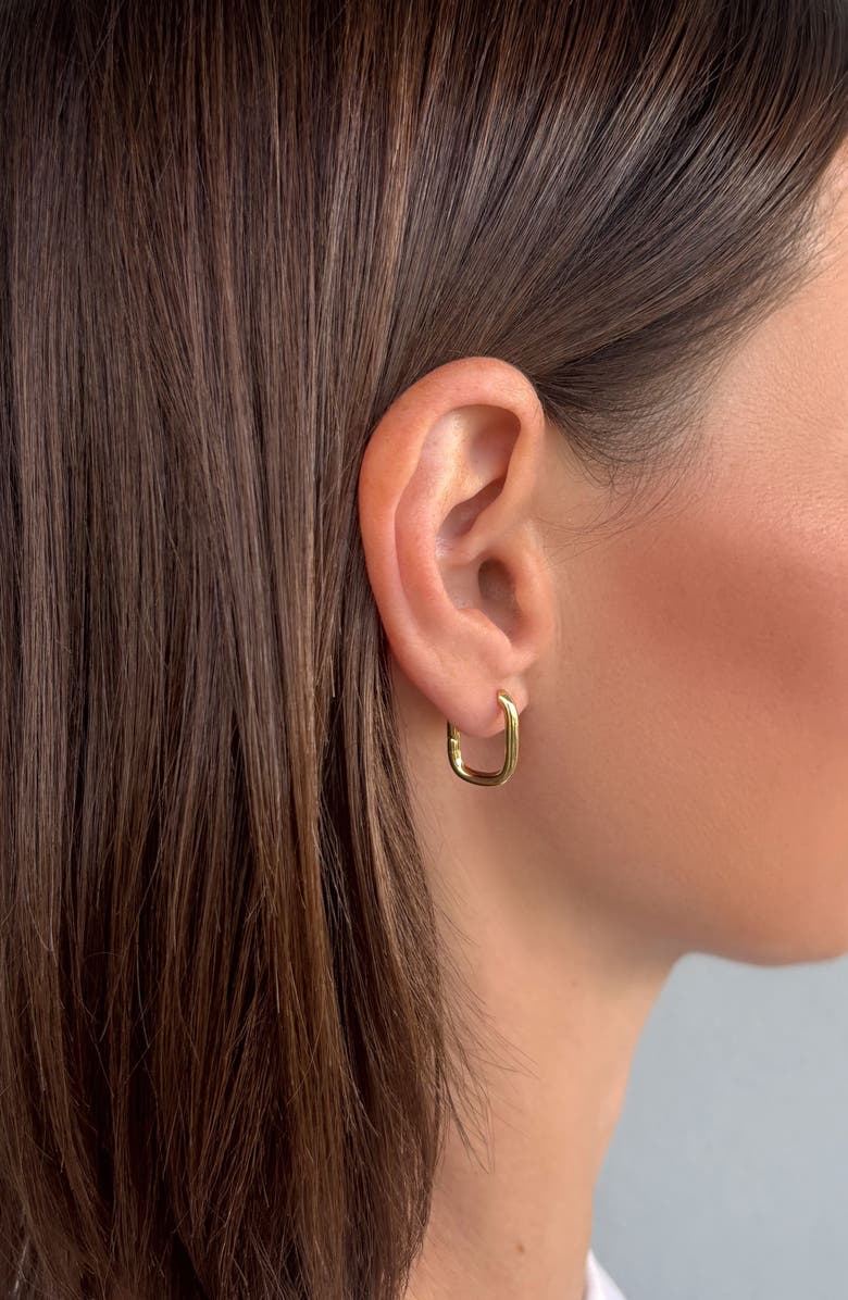 Adornia Set of 3 Rectangular Huggie Hoop Earrings, Alternate, color, Gold