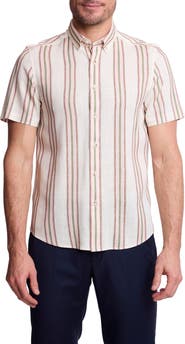 PAISLEY & GRAY Brian Short Sleeve Linen Blend Button-Down Shirt