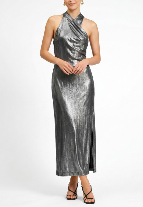 Harland Crossover Halter Maxi Dress