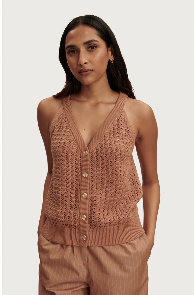 Alessia Open Stitch Cotton Sweater Tank (Women) | Nordstrom