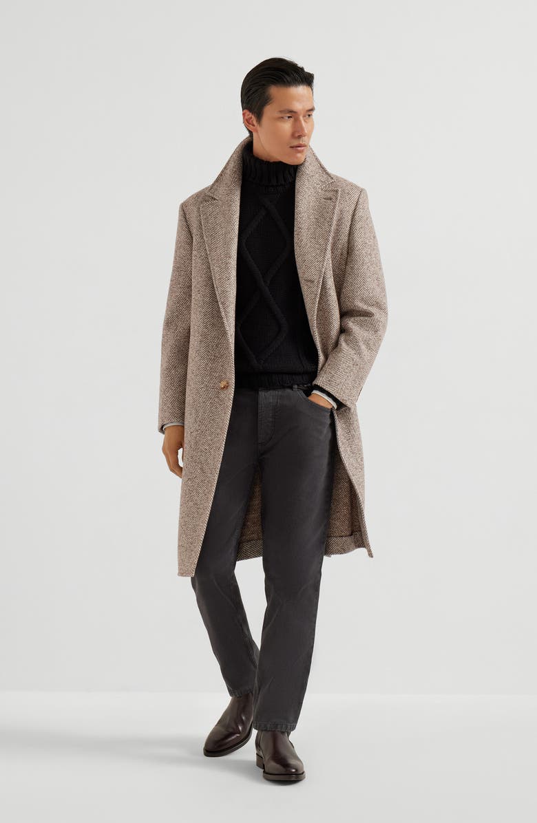 Brunello Cucinelli Chevron coat, Alternate, color, Light Brown