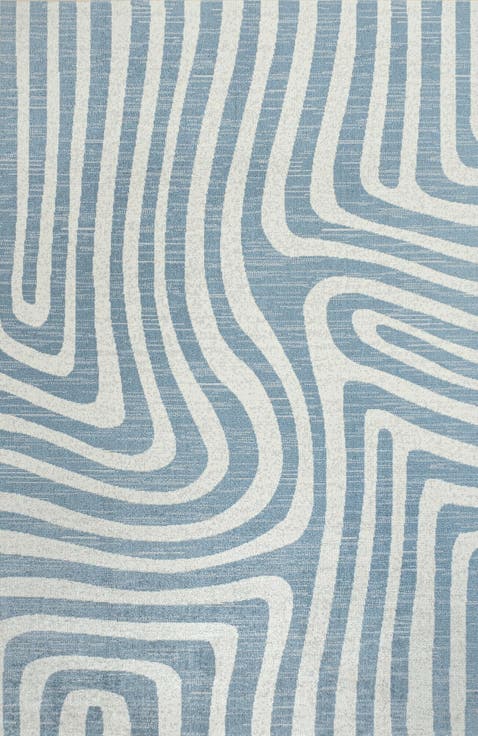 Maze Abstract Two-Tone Low-Pile Machine-Washable Area Rug