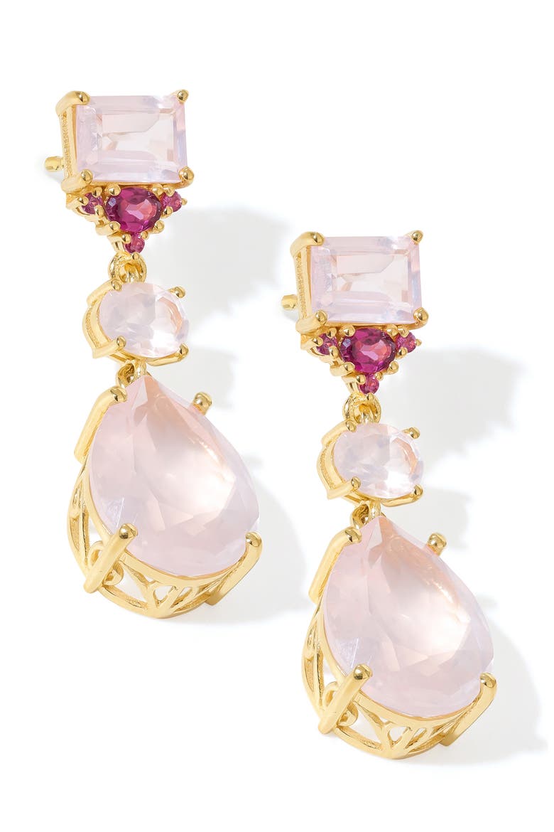 Quartz Drop Earrings, Main, color, PINK
