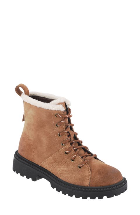 Suede Fleece Lined Combat Boot (Women)