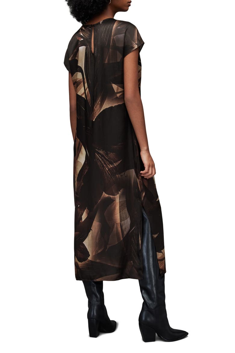 Etta Iris Floral Print Maxi Dress, Alternate, color, COFFEE BROWN