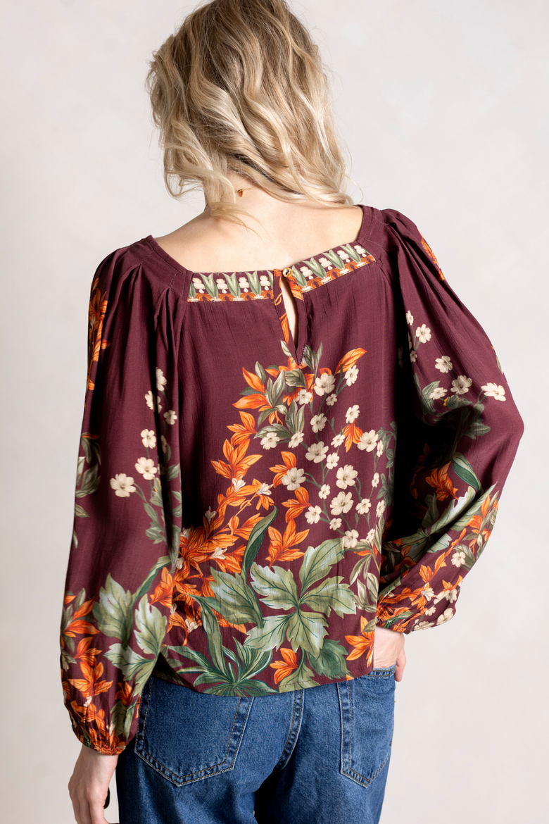Harlow Top, Alternate, color, Burgundy Floral