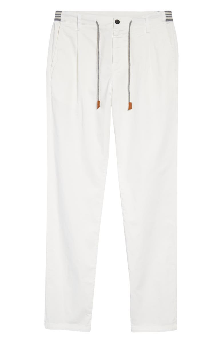 Eleventy Drawstring Waist Pleated Straight Leg Stretch Cotton Pants, Alternate, color,