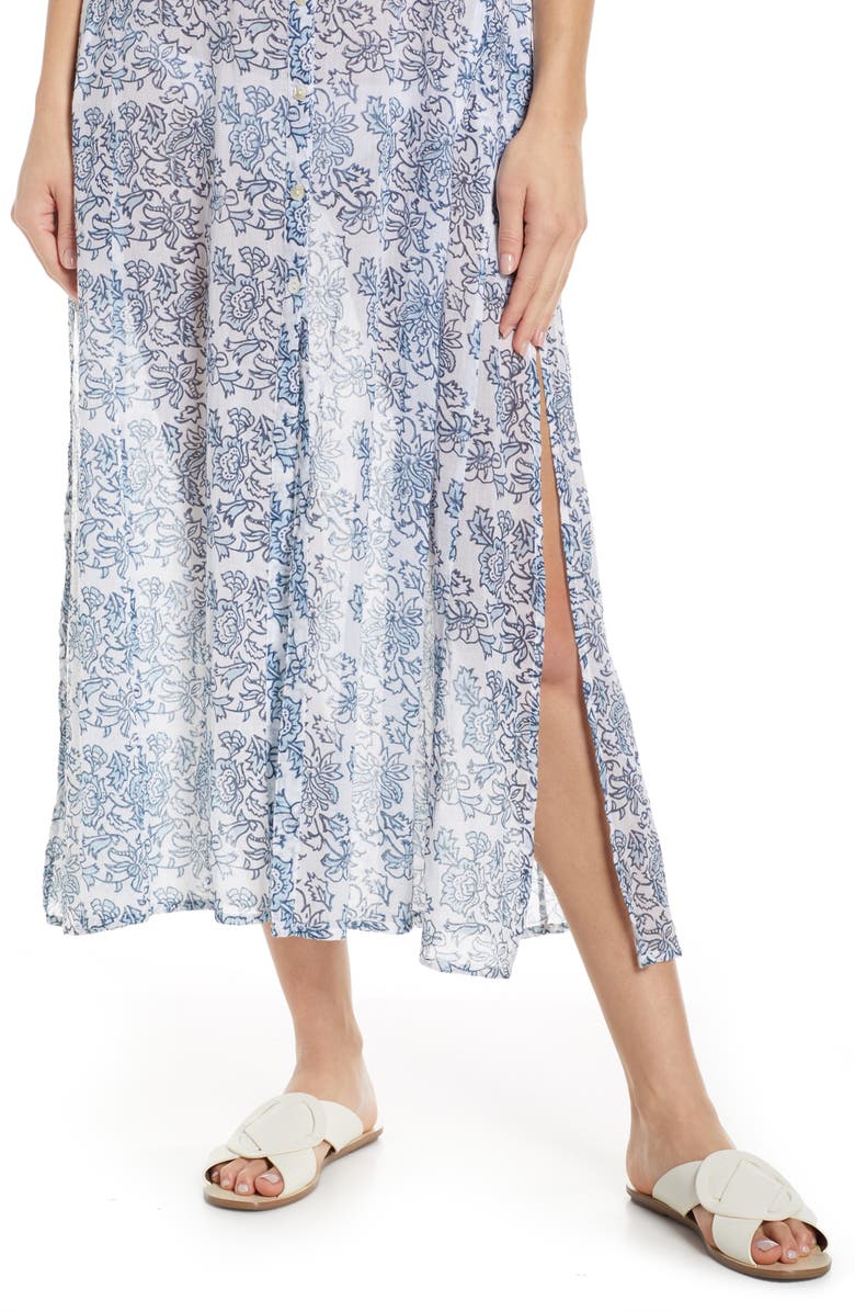 Roller Rabbit Printed Long Cover-Up Dress, Alternate, color, Cloud