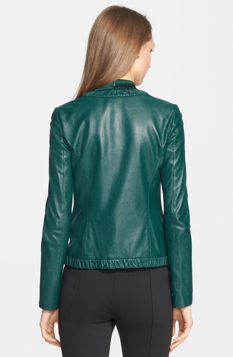 St. John Collection Perforated Nappa Leather Jacket, Alternate, color, 