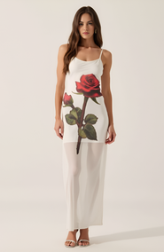 Modenaire Sheer Mesh Maxi Dress with Spaghetti Straps