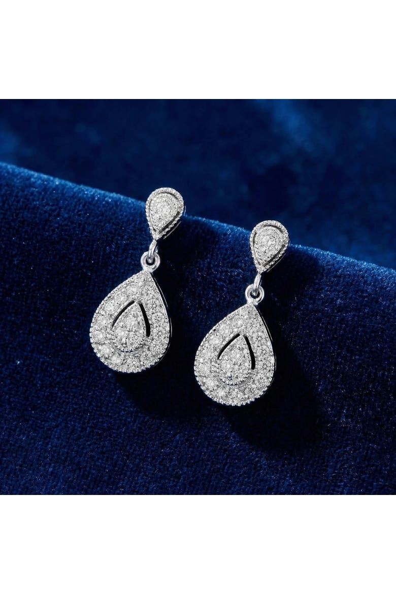 1/2Ct Diamond Pear Shape Dangle Earrings 5/8" Tall Screw Back, Alternate, color, White Silver