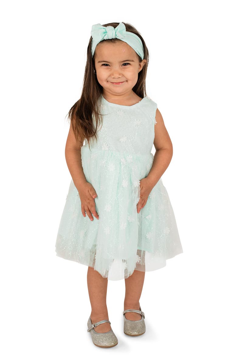 Popatu Kids' Metallic 3D Floral Party Dress, Alternate, color, 