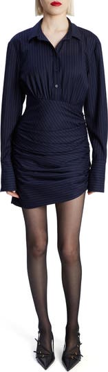 Bardot Viera Pinstripe Long Sleeve Mini Shirtdress | Nordstrom