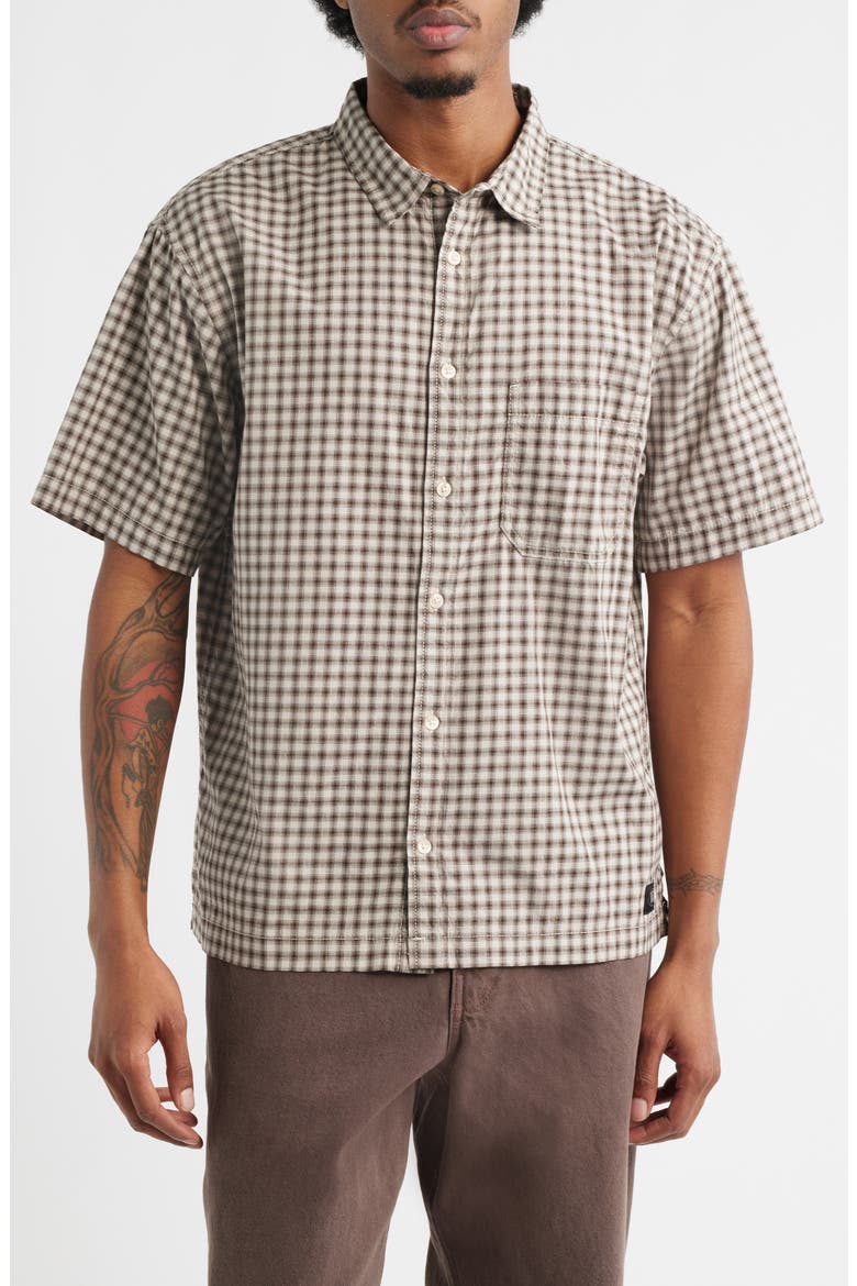 Larkspur Mini Plaid Button-Up Shirt, Main, color, OATMEAL-DEMITASSE