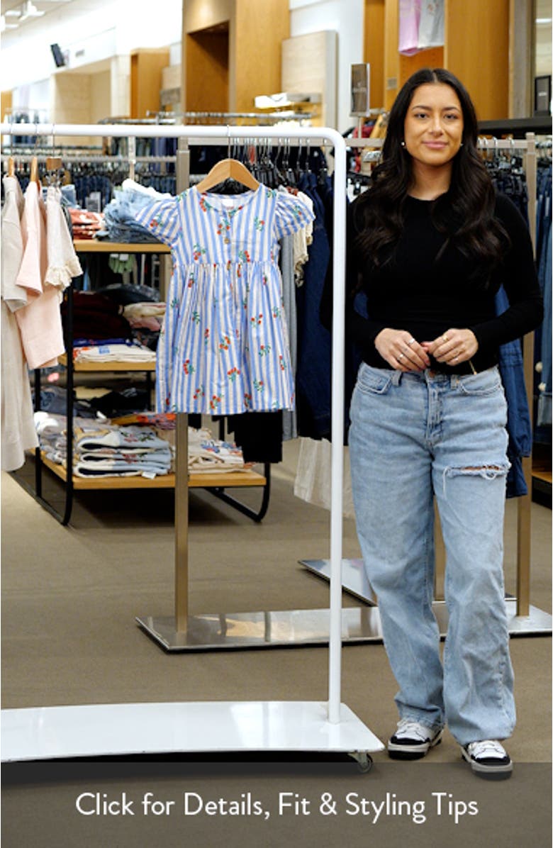 Kids' Fruit Stripe Cotton Party Dress, sales video thumbnail