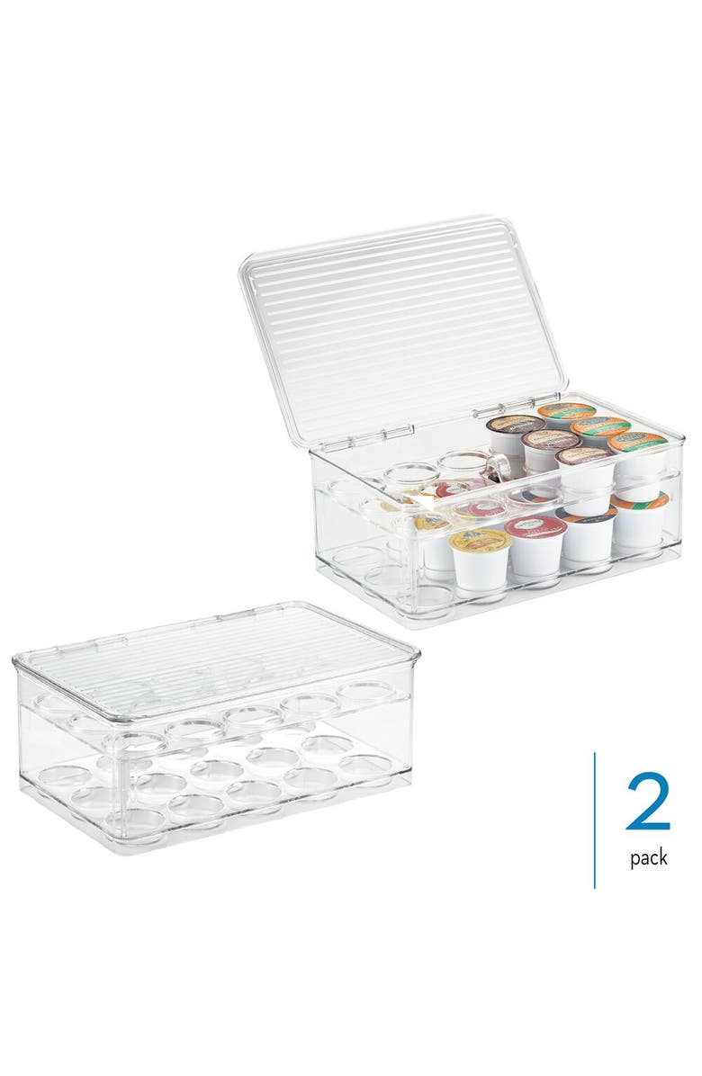 iDesign Stackable Coffee Pod Holder for K-Cup Pods - Set of 2 - Clear, Alternate, color, Clear/Gray