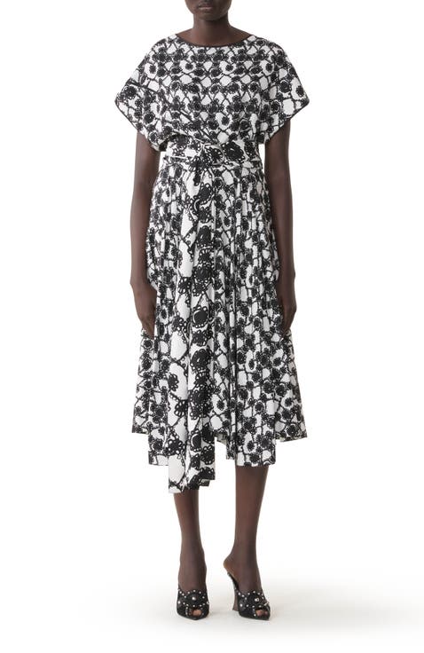 Printed Silk Draped Dress