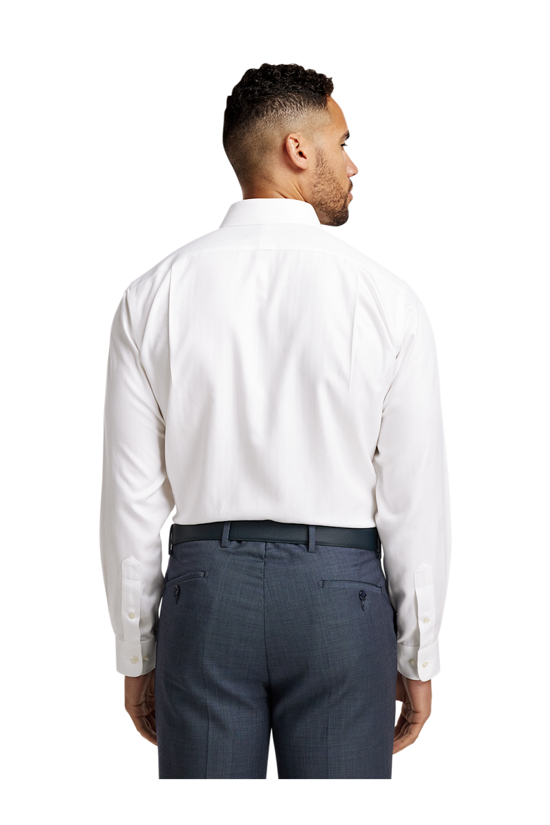 Slim Fit Non-iron Cotton Herringbone Point Collar Dress Shirt, Alternate, color, White