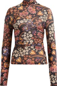 FARM Rio Lili Mock Neck Jersey Top