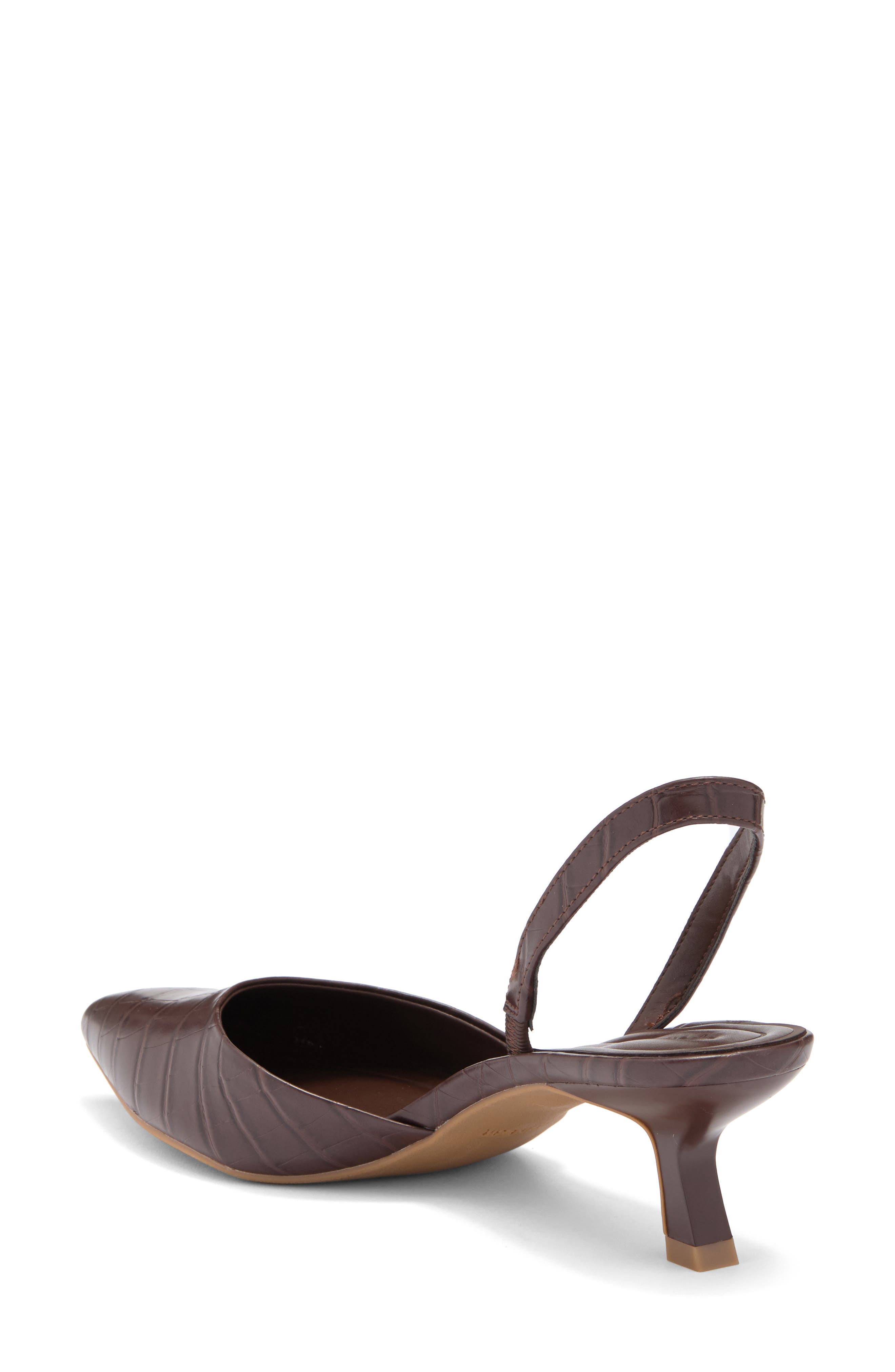 Cammie Kitten Heel Slingback Pump, Alternate, color, BROWN CHOCOLATE CROCO