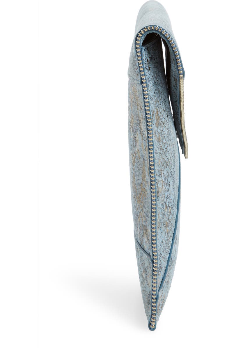 Rebecca Minkoff Leo Snake Embossed Leather Envelope Clutch, Alternate, color,