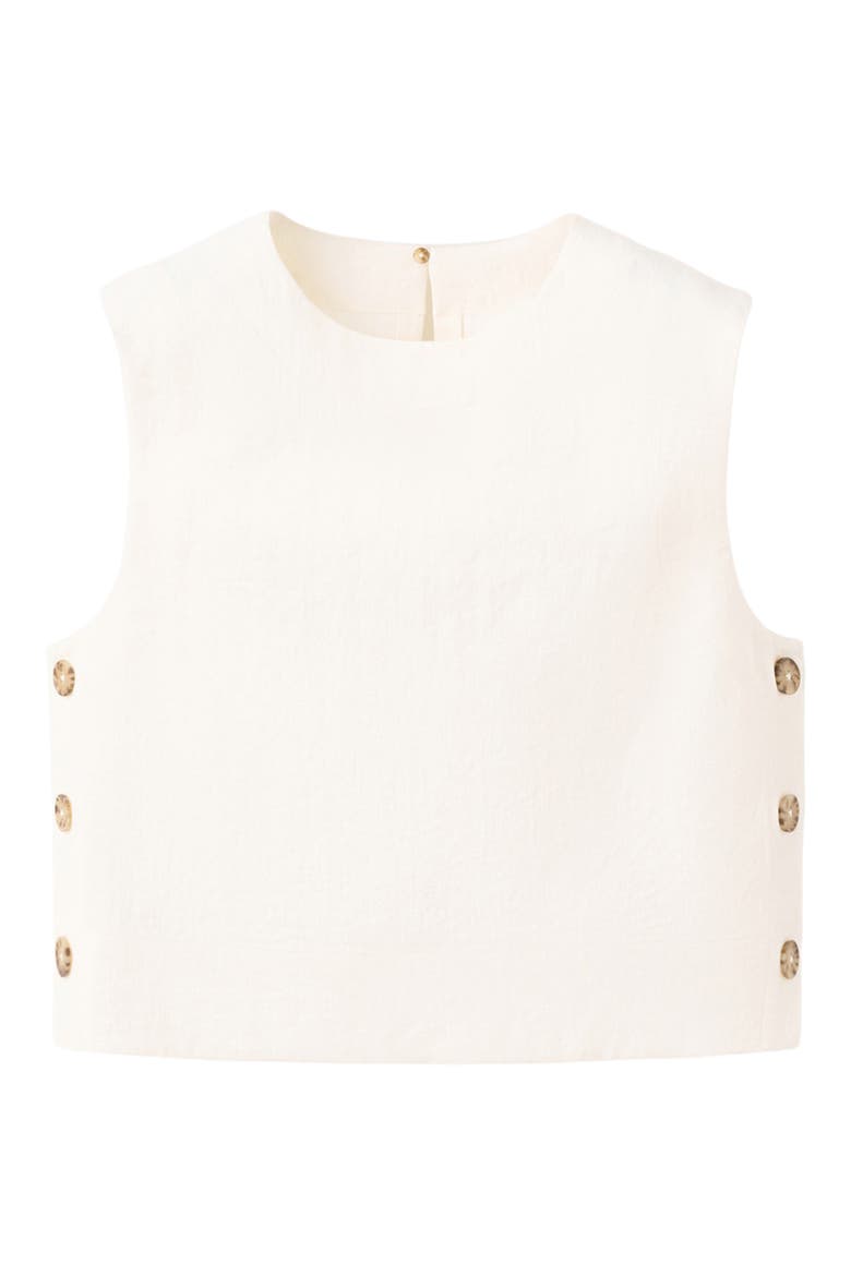 Side Button Sleeveless Crop Top, Alternate, color, ECRU