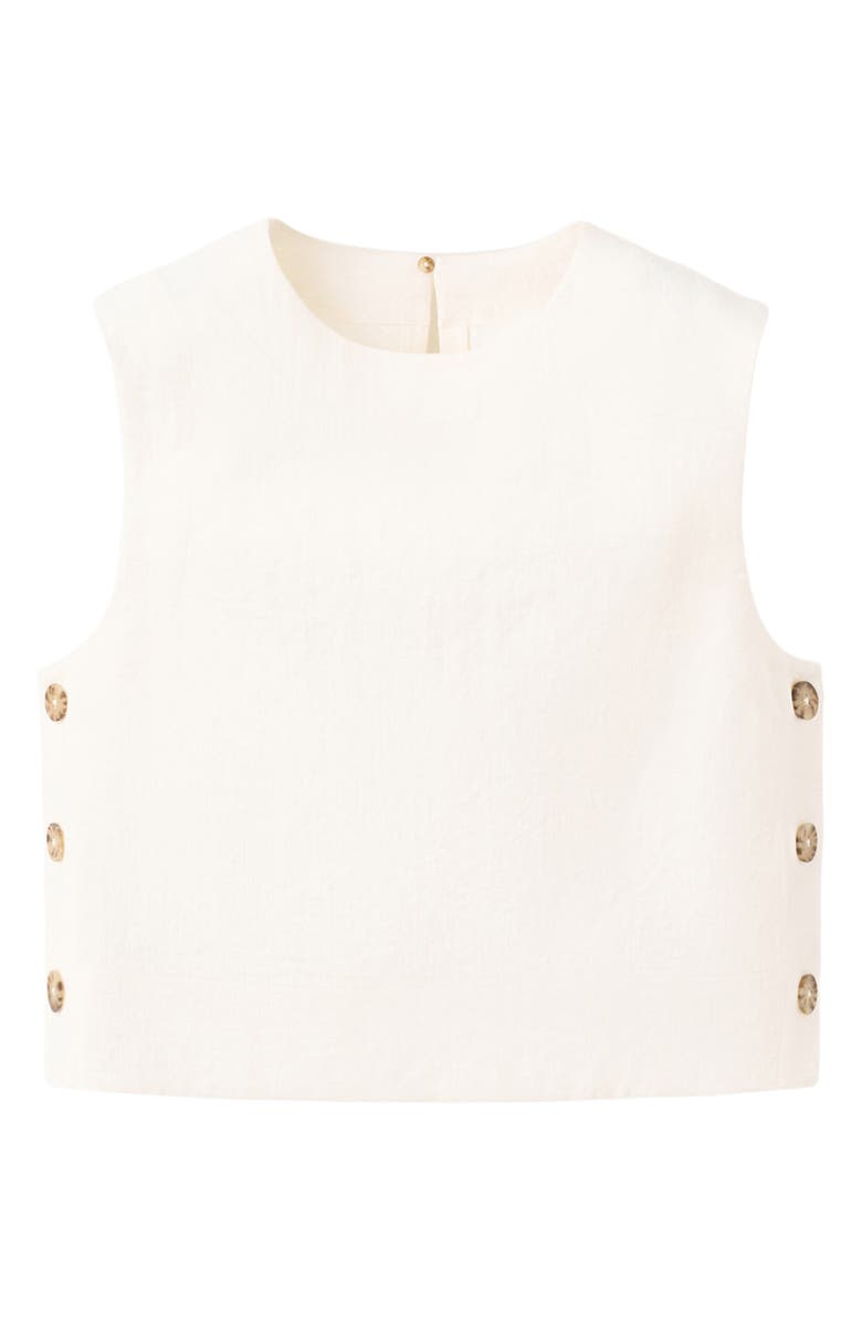 MANGO Side Button Sleeveless Crop Top, Alternate, color, Ecru