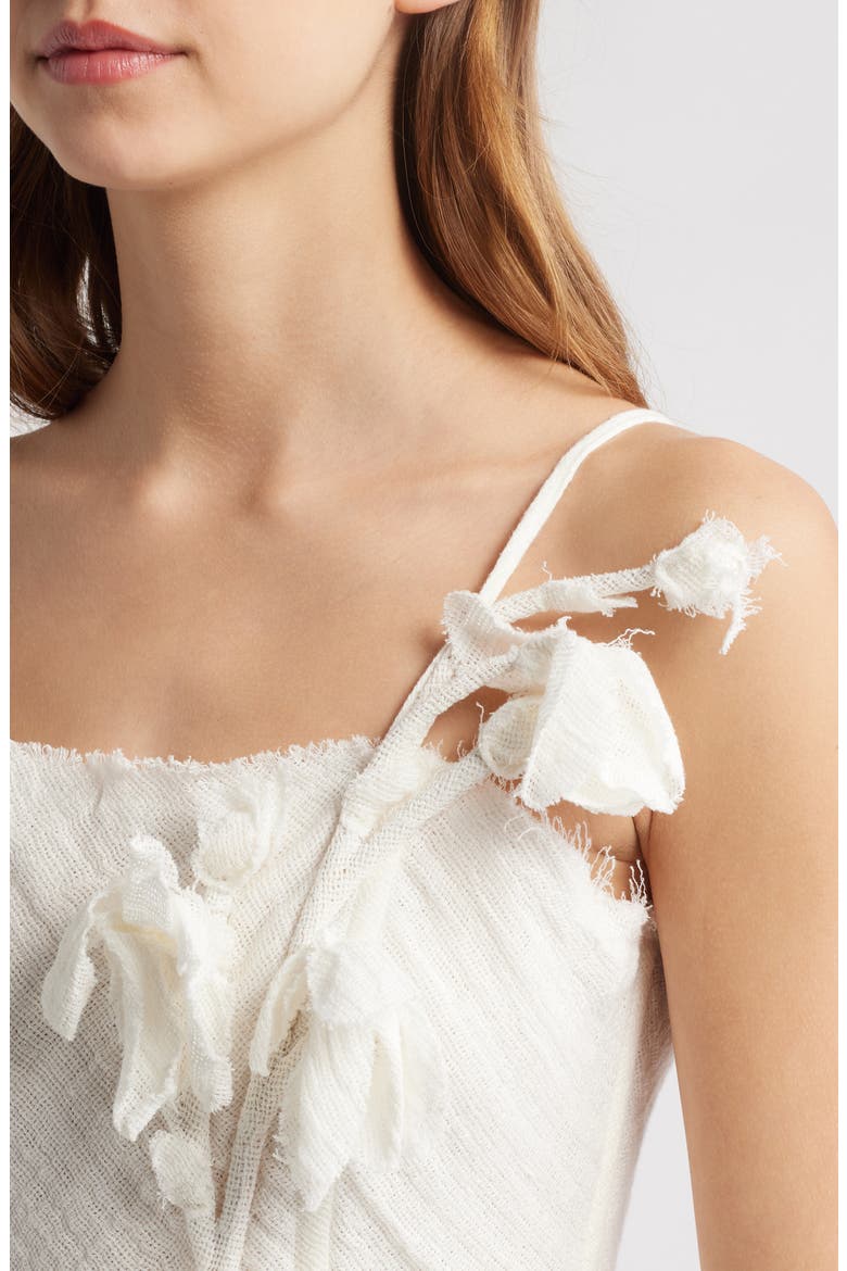 Namid Floral Appliqué One-Shoulder Linen Blend Top, Alternate, color, WHITE