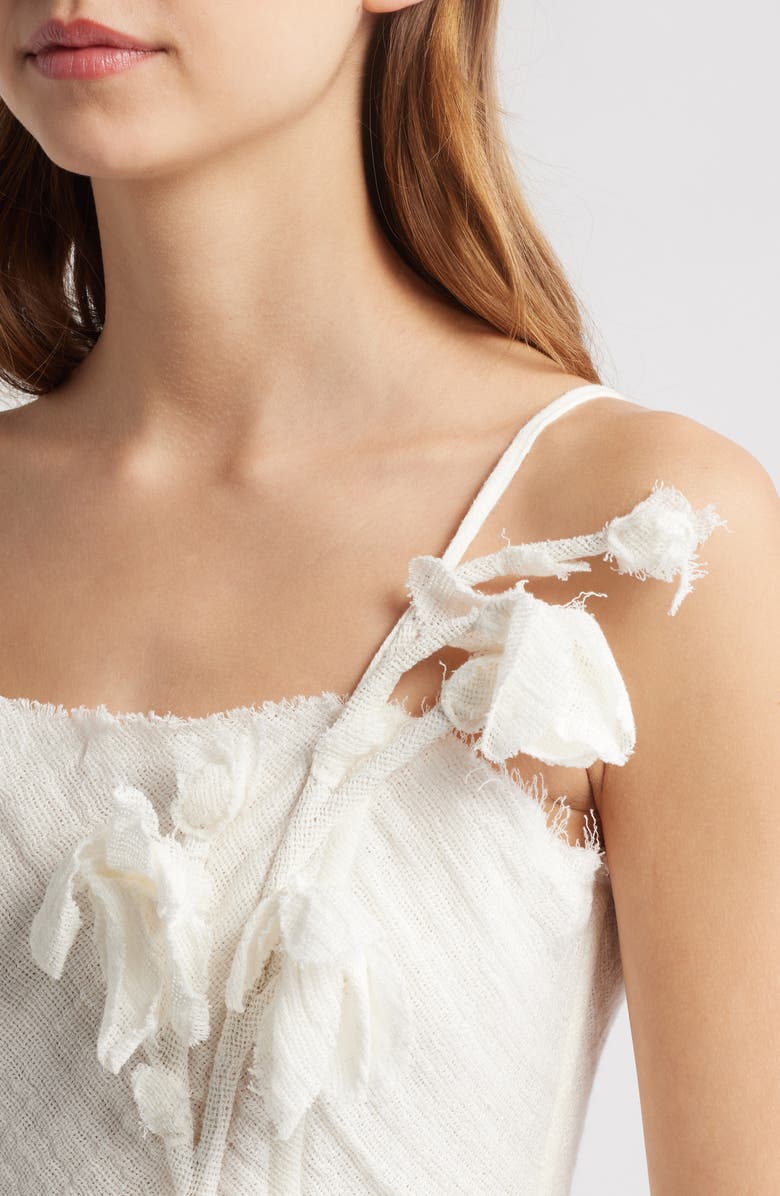 Cult Gaia Namid Floral Appliqué One-Shoulder Linen Blend Top, Alternate, color, White