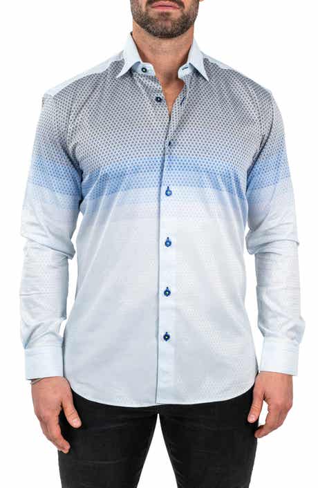 Maceoo Fibonacci Jacqdegrade Blue Contemporary Fit Button-Up Shirt