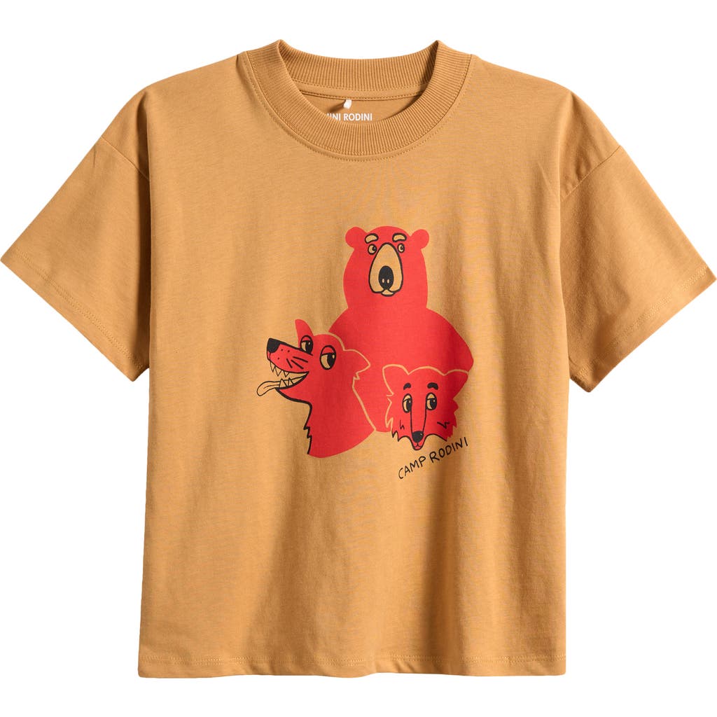 Mini Rodini Kids' Camp Rodini Organic Cotton Graphic T-Shirt in Beige  product