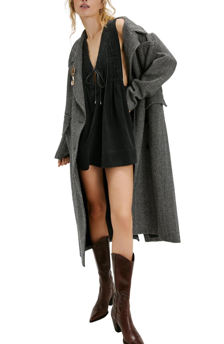 Free People Webster Denim Romper, Alternate, color, Black Wash