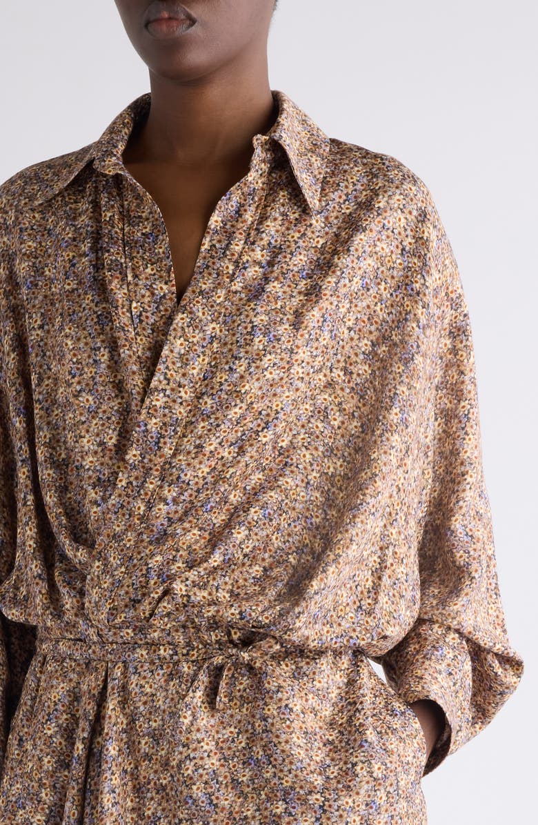 Isabel Marant Harmony Floral Long Sleeve Minidress, Alternate, color, Ochre