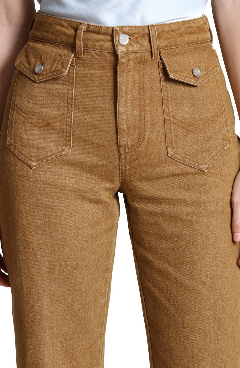 Avec Les Filles Patch Pocket Flare Jeans, Alternate, color, Camel