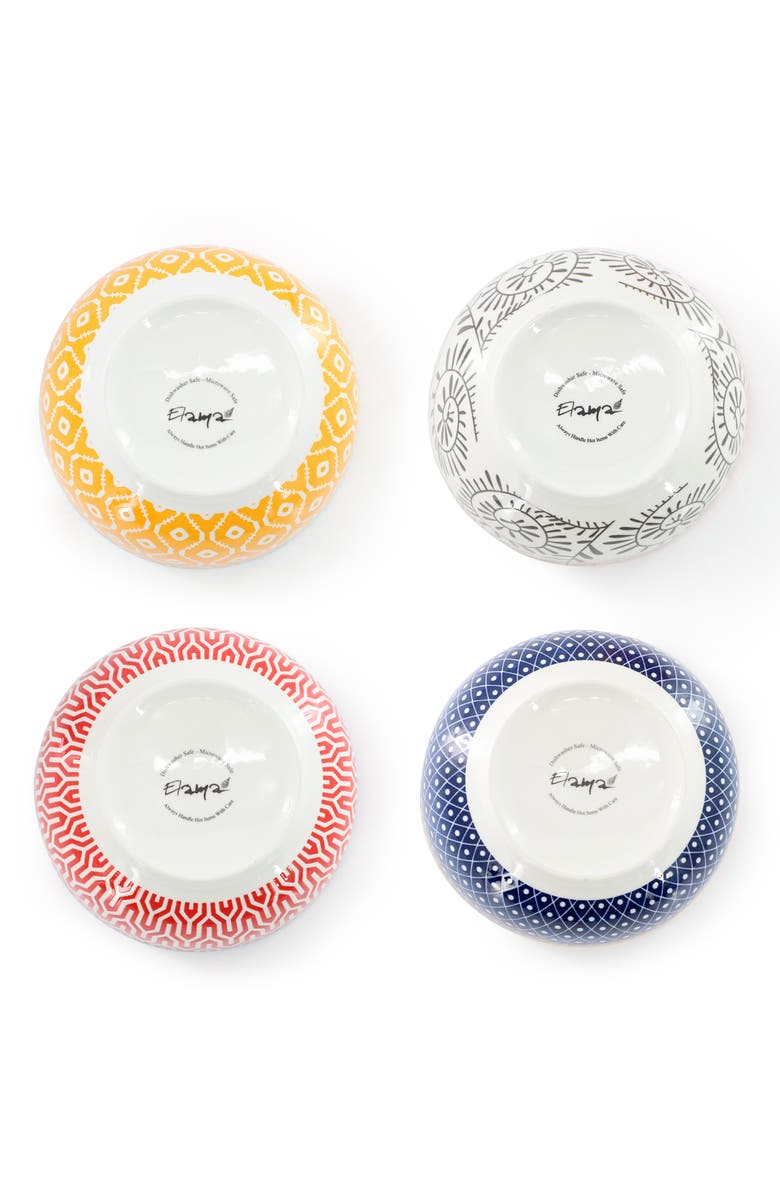 Elama Giovanna 16 Piece Assorted Porcelain Double Bowl Dinnerware Set, Alternate, color, White