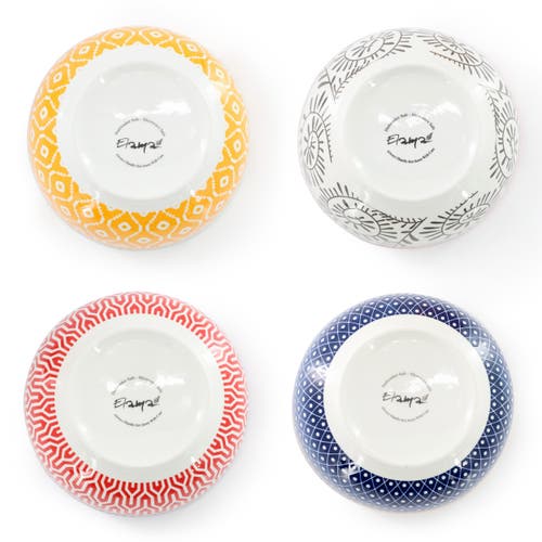 Elama Giovanna 16 Piece Assorted Porcelain Double Bowl Dinnerware Set In Multi