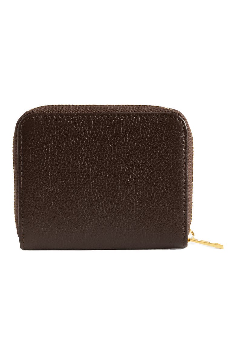 Mini Grained Leather Card Case, Alternate, color, BROWNIE