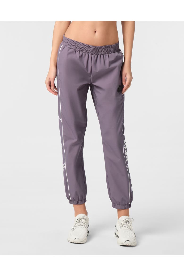 Nylon Loose Fit Piping Jogging Pants Scratch Women, Main, color, Purple