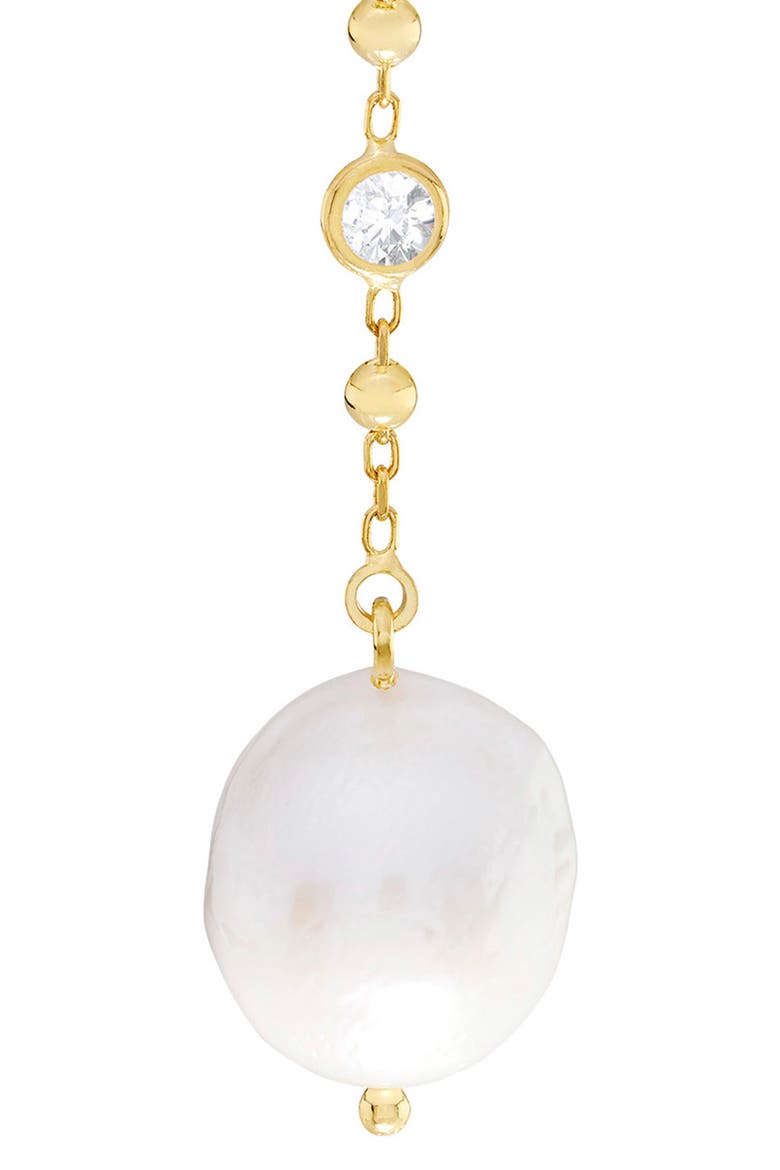 Freshwater Pearl & Cubic Zirconia Drop Earrings, Alternate, color, GOLD