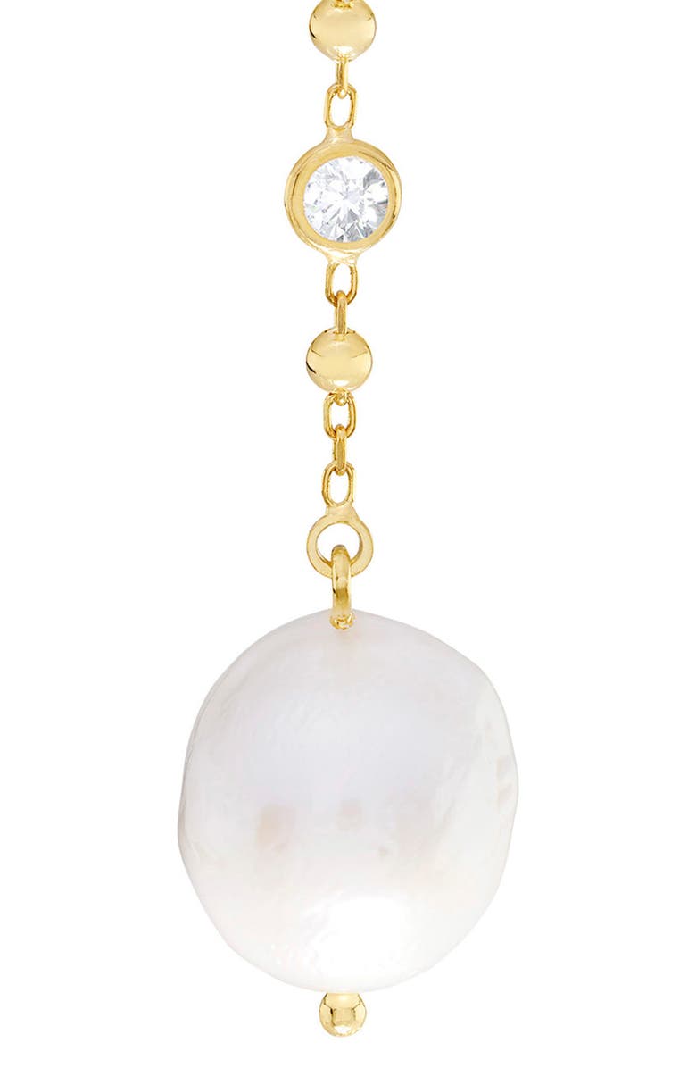 Freshwater Pearl & Cubic Zirconia Drop Earrings